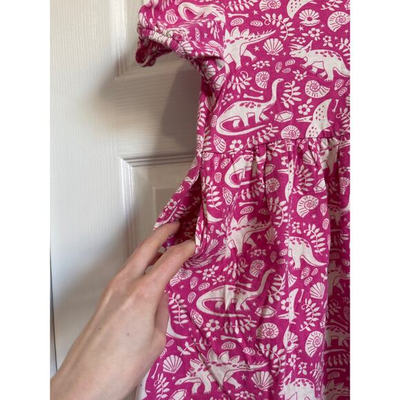 Mini Boden Pink and White Dinosaur Print Dress - Picture 4 of 9